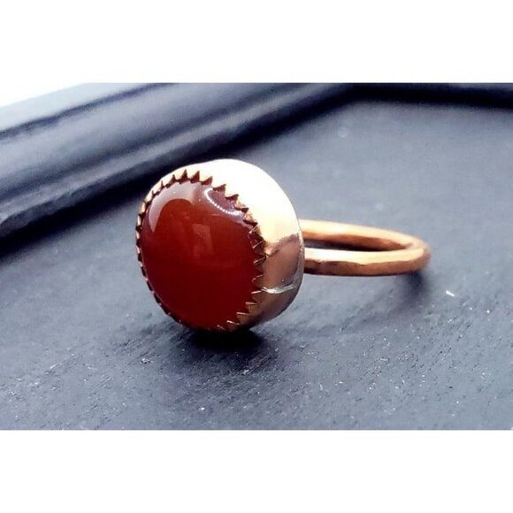 Red onyx copper crystal ring handmade - Picture 8 of 11